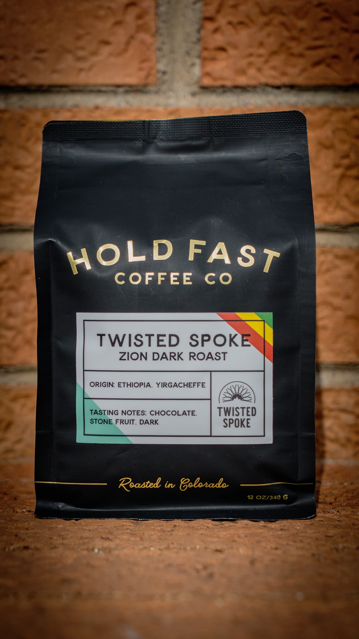 Hold Fast Coffee Company - Twisted Spoke Zion Dark Roast - Origin Ethiopia,Yirgacheffe - Tasting Notes: Chocolate, Stone Fruit, Dark - Roasted in Colorado